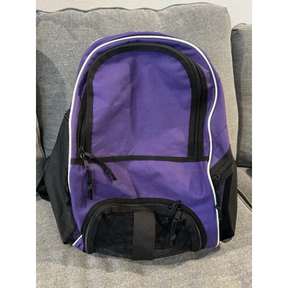 High Five Backpack Heavy Duty 600-Denier Polyester With Soft PVC Backing Purple